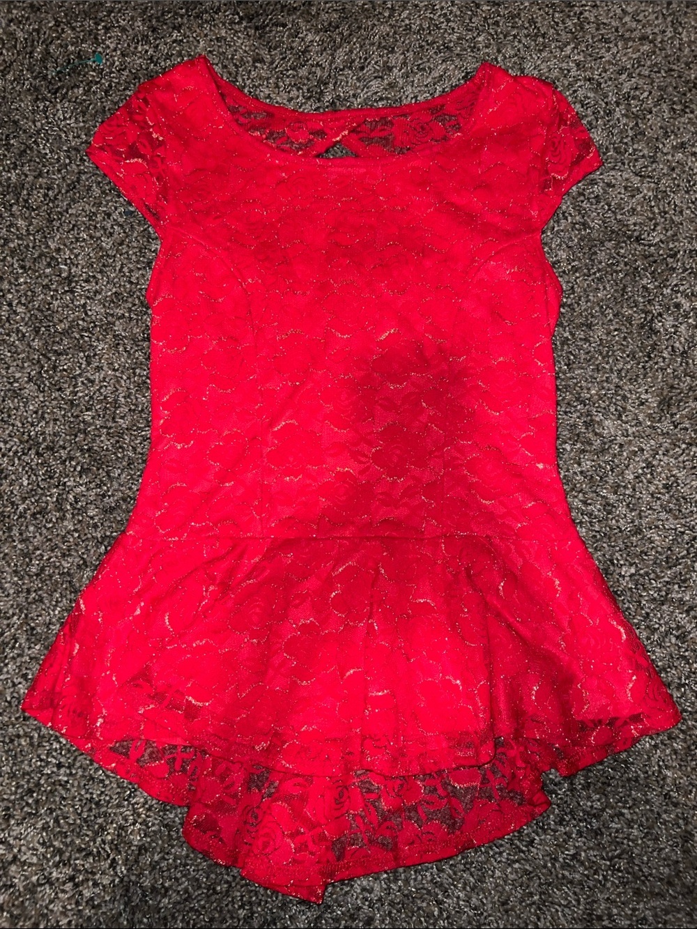 Iz Byer Red Lace Peplum Blouse